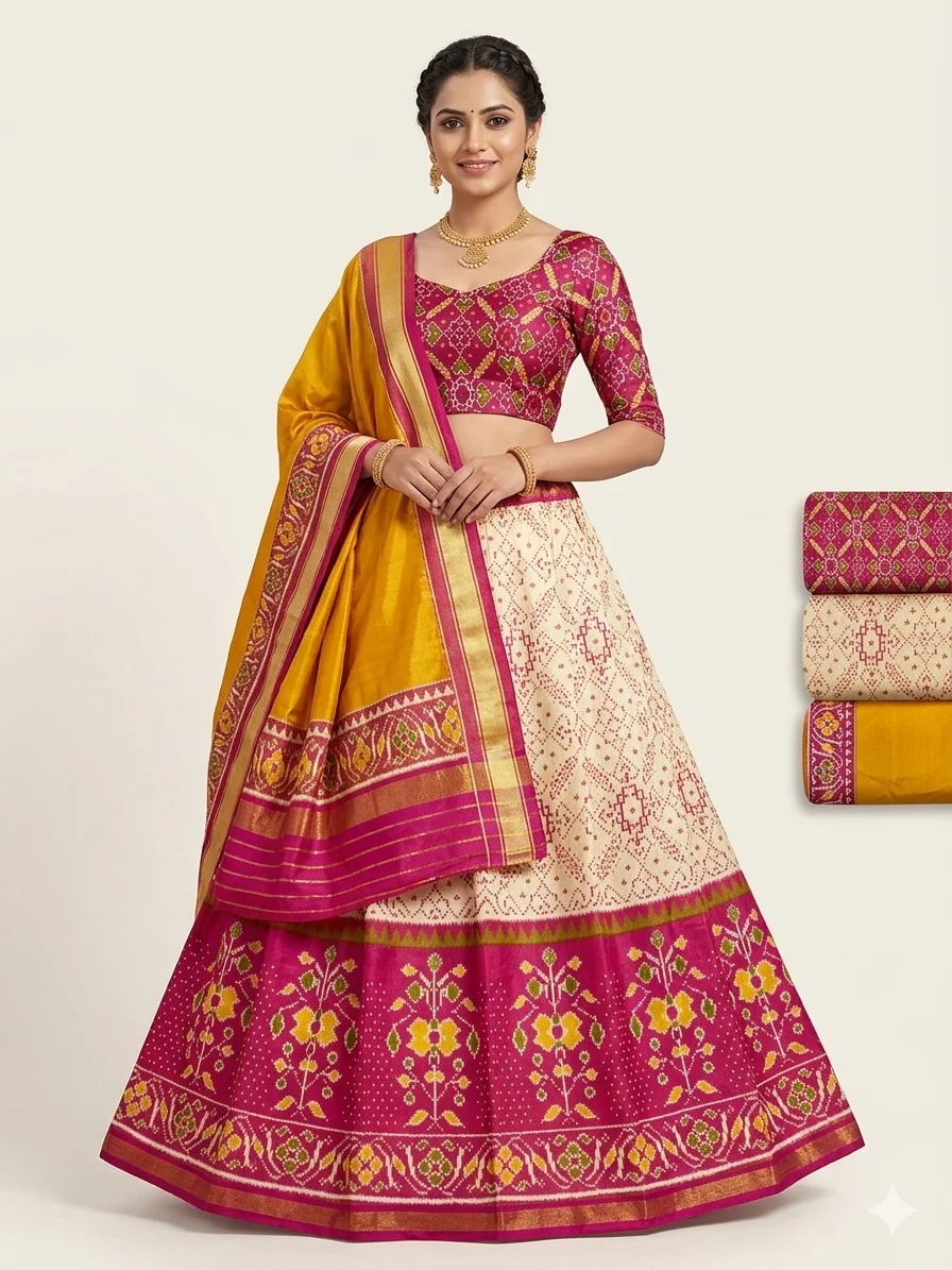 Tissue ikat Chaniya Choli