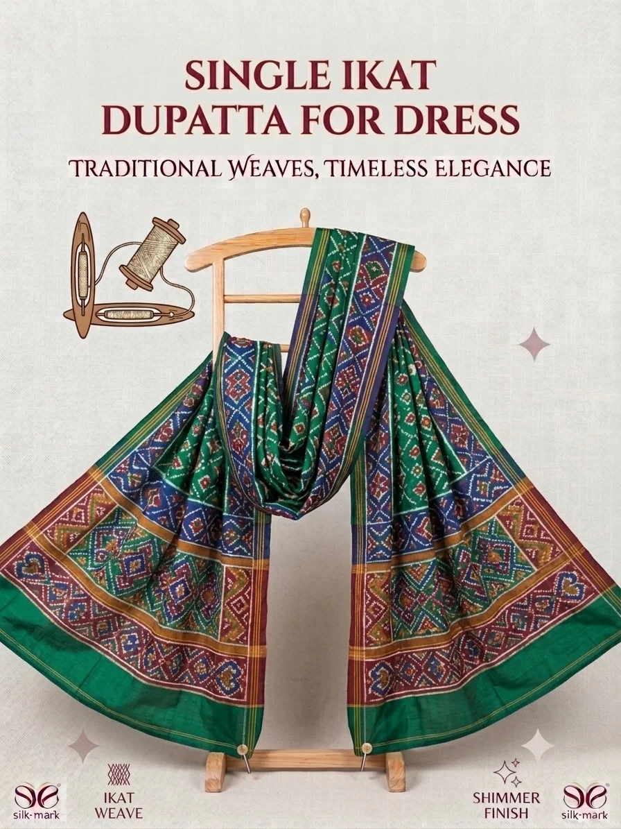 Single ikat Dupatta For Dress