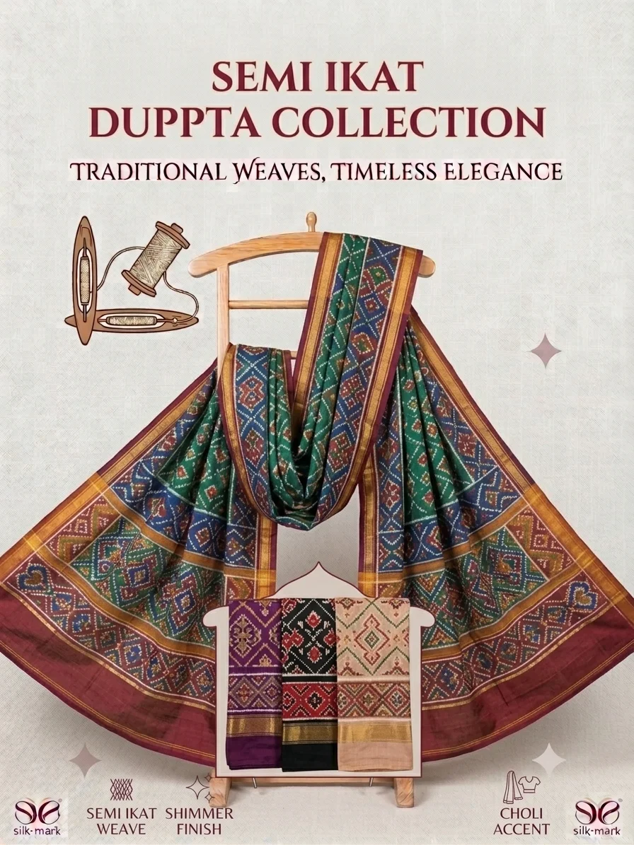 Semi ikat Dupatta For Chaniya Choli
