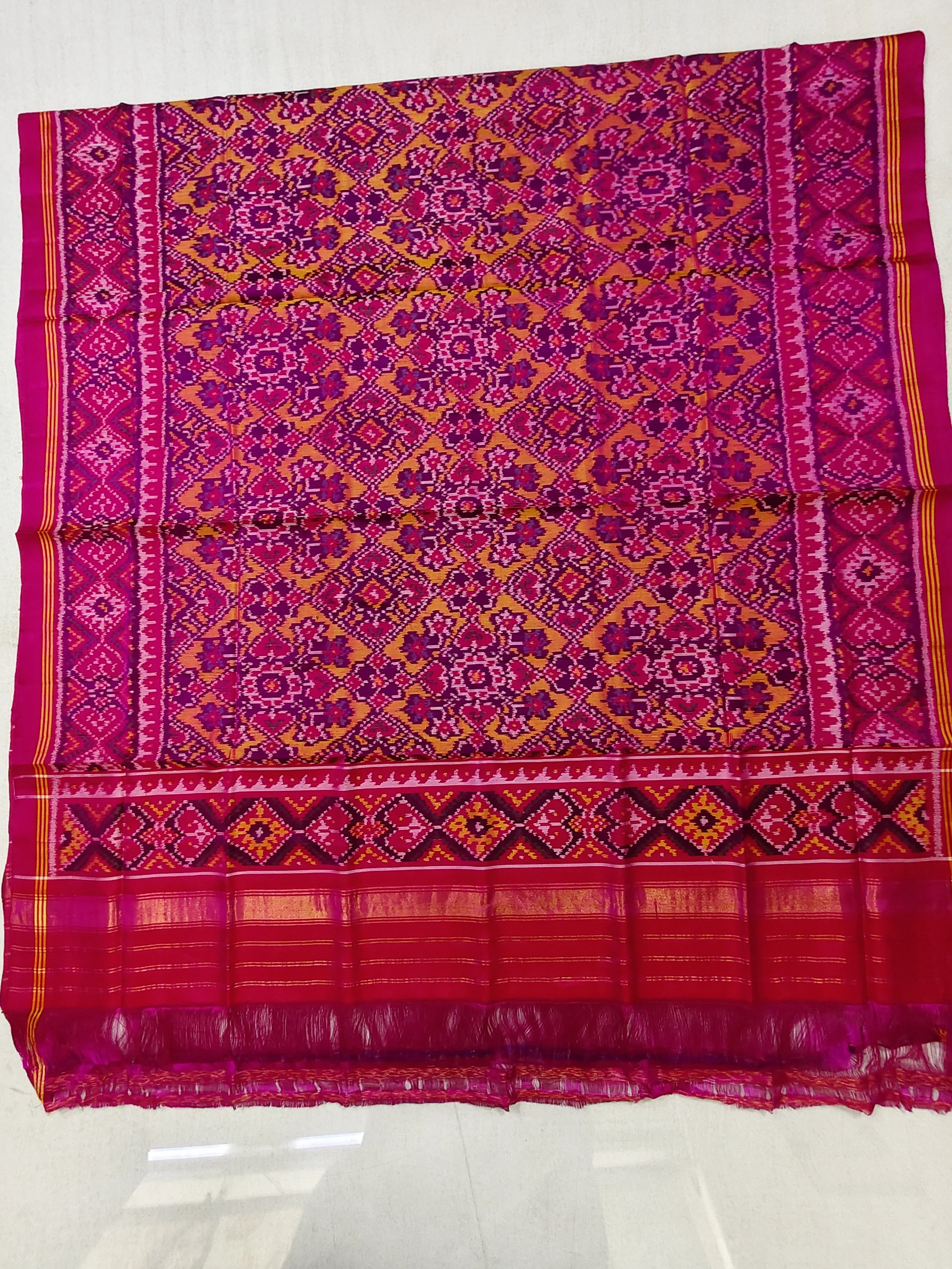 Pink Selari Border Navratan Manekchowk Fusion Dupatta for Chaniya Choli