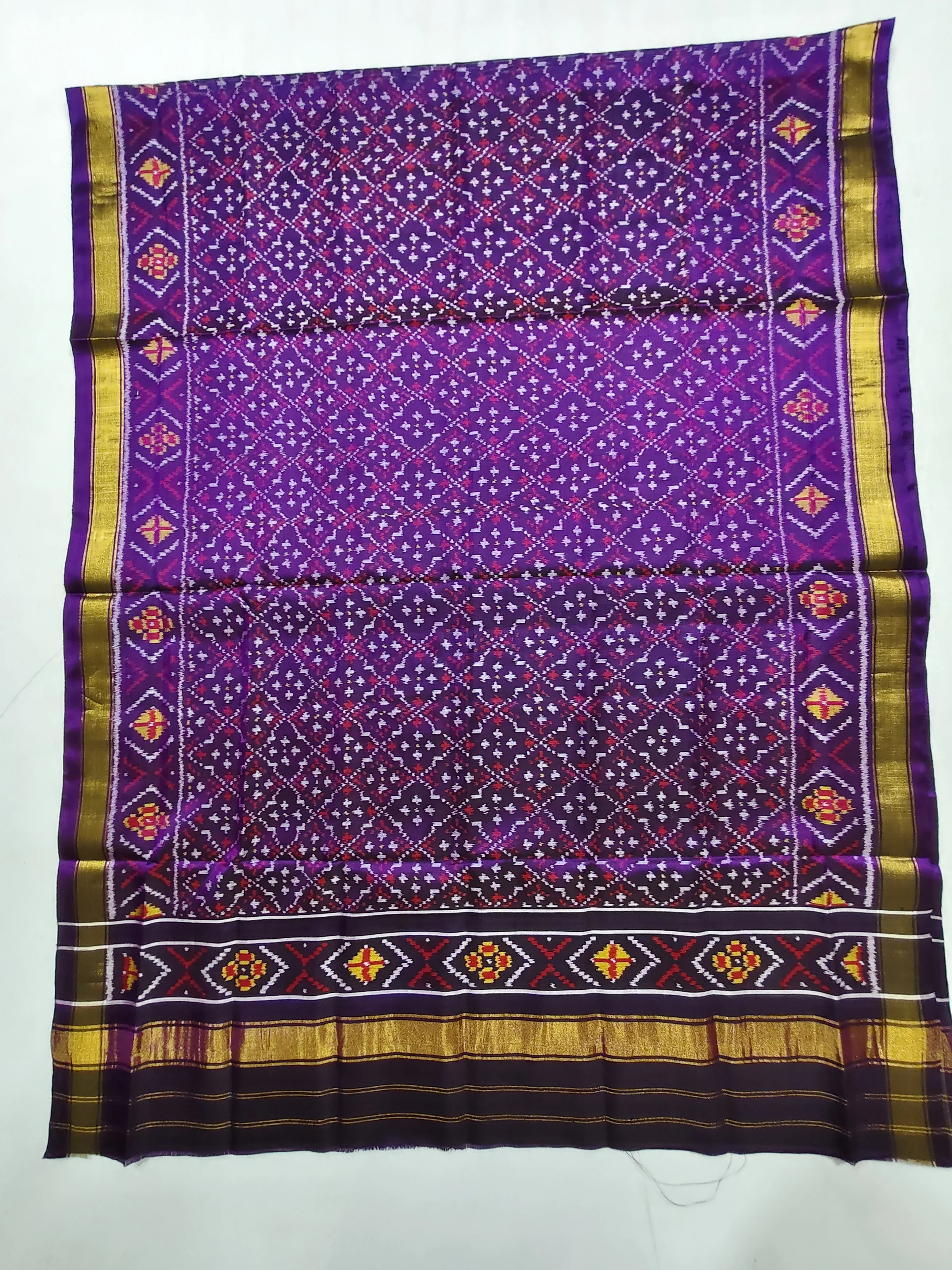 Magenta Buttonful Bhat Motifs Single Ikat Dress Dupatta