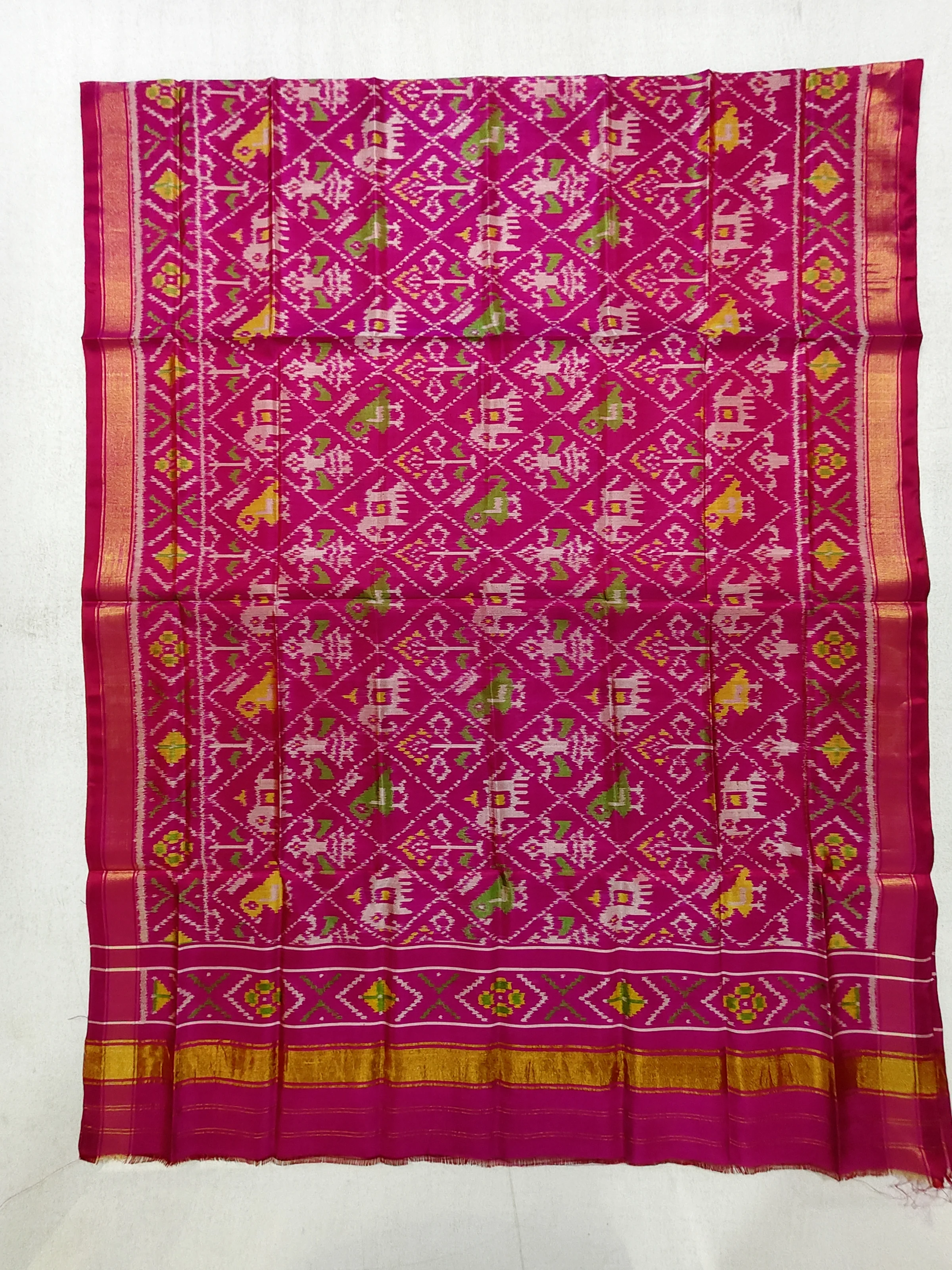 Pink Nanu Narikunj Motifs Single Ikat Dress Dupatta