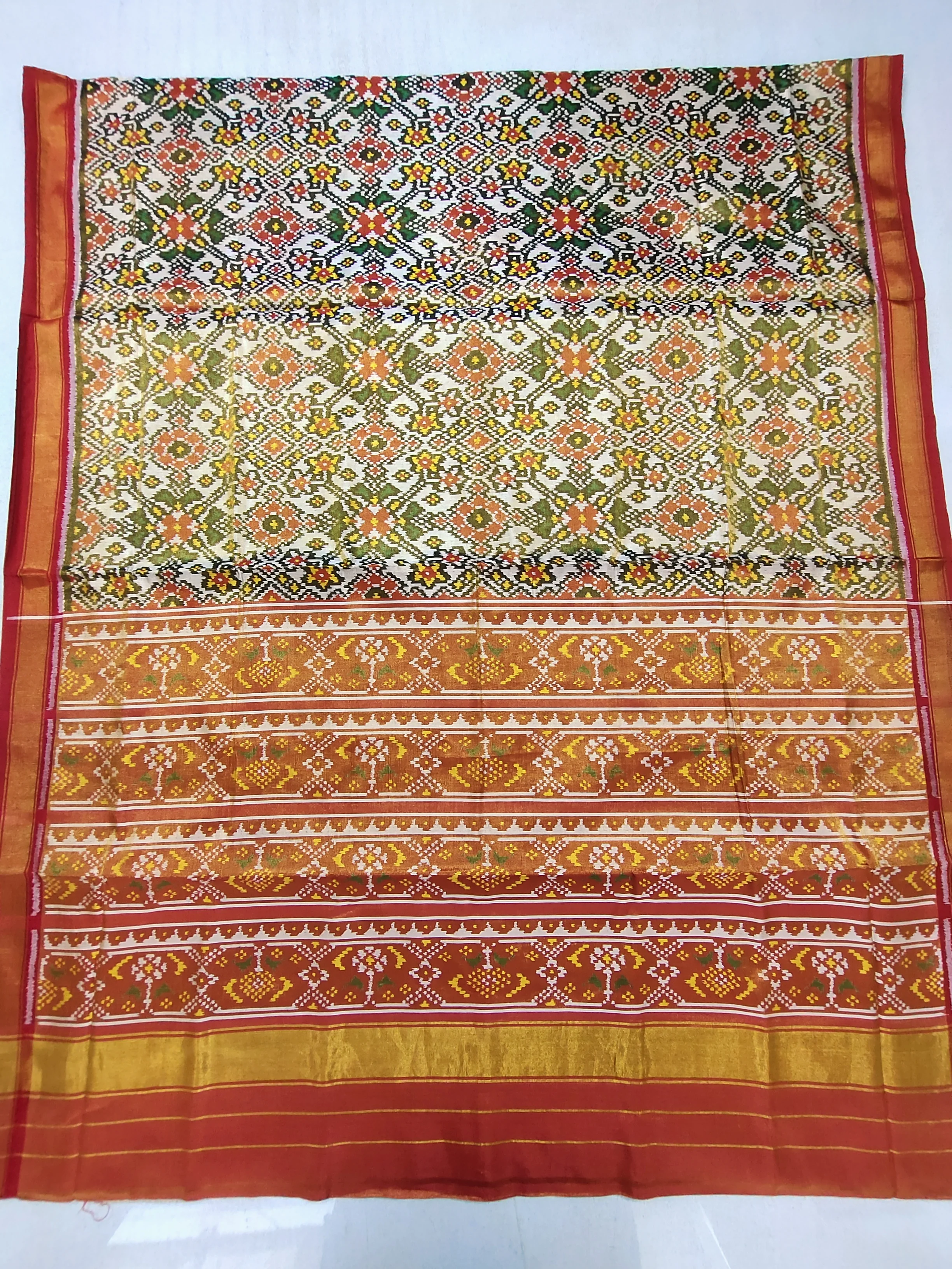 Tissue Gold Single ikat Navratan Patola Saree