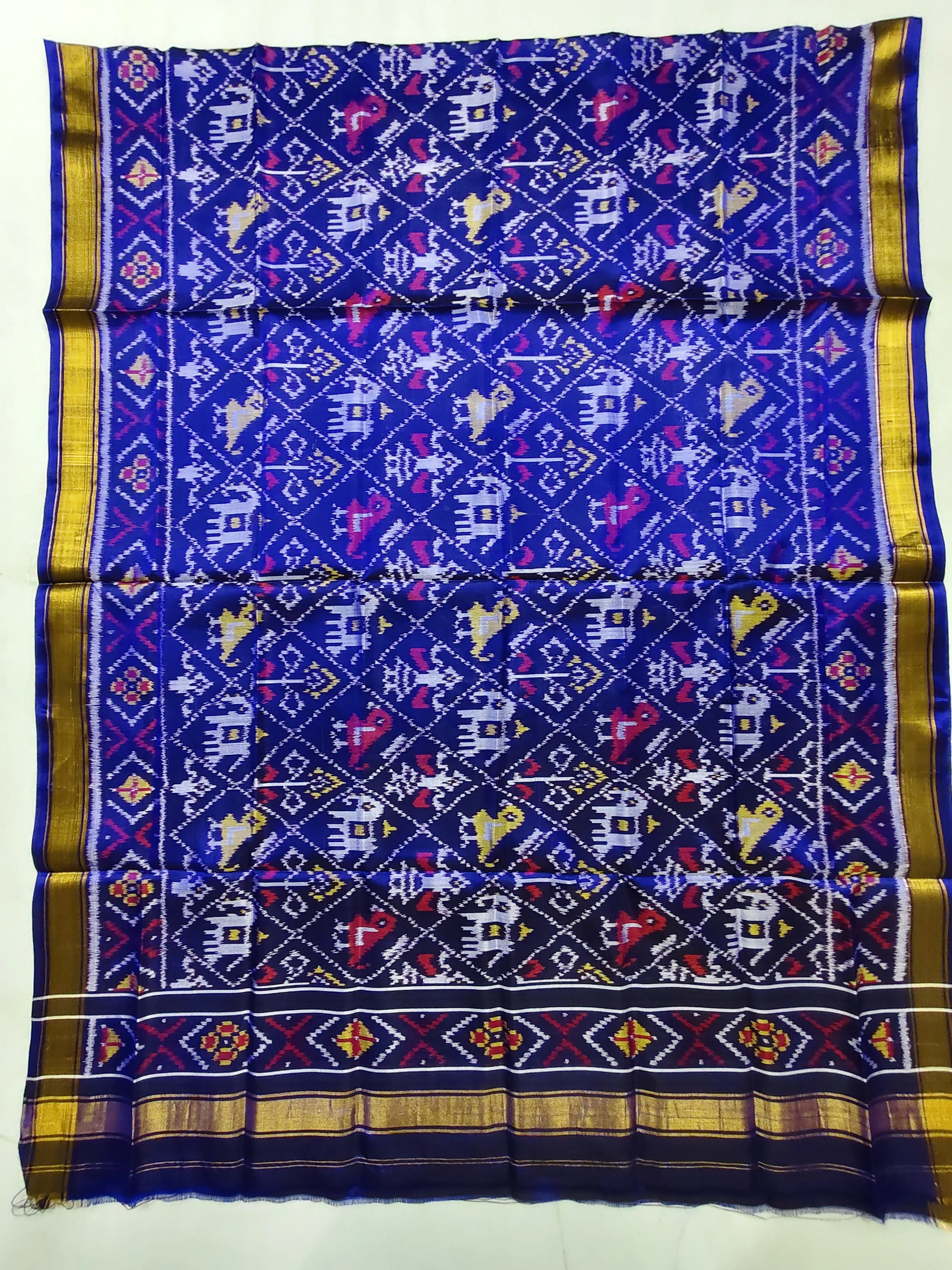 Dark Royal Blue Nanu Narikunj Single Ikat Dupatta