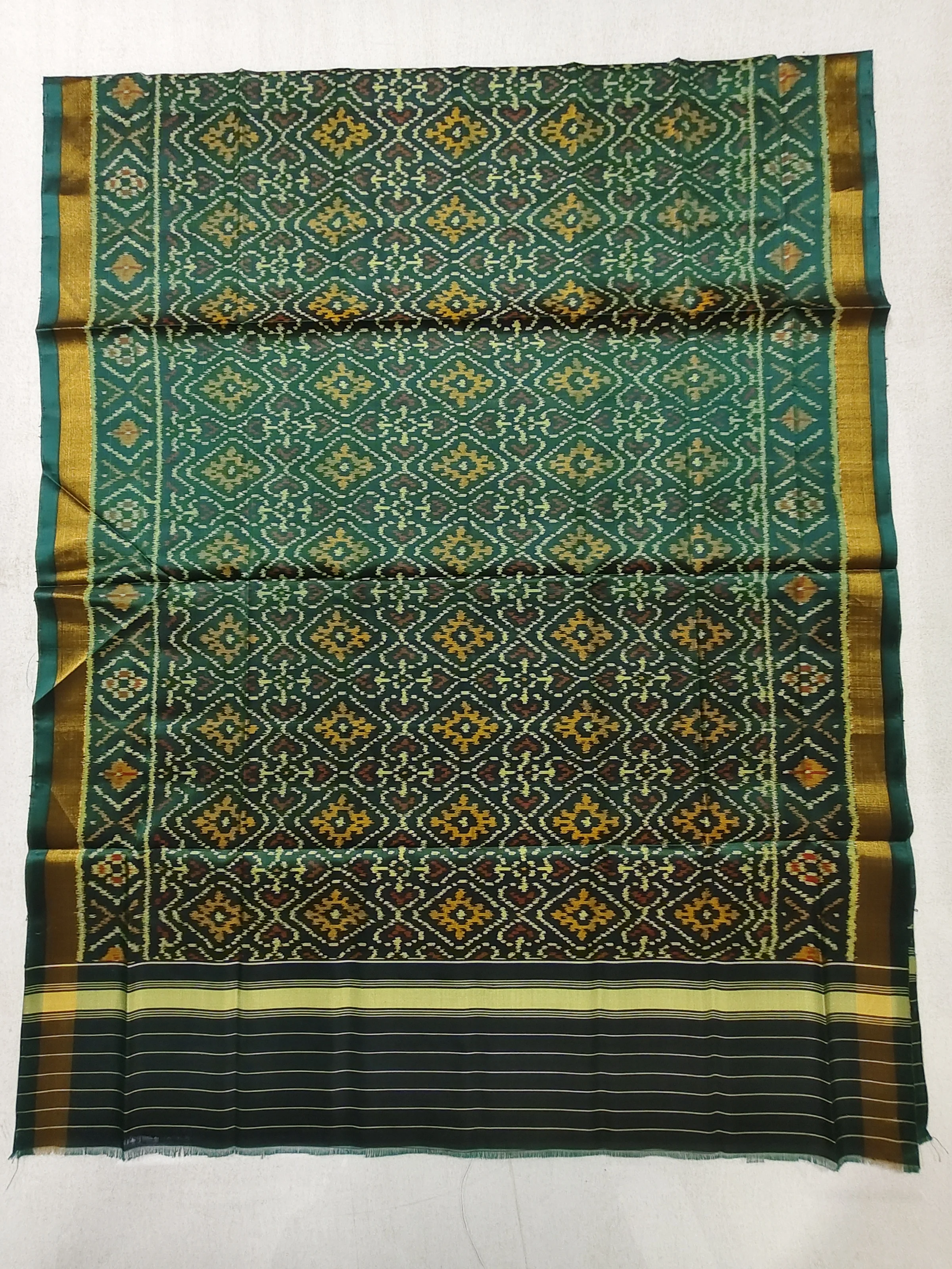 Rama Green Chandabhat Single Ikat Dupatta