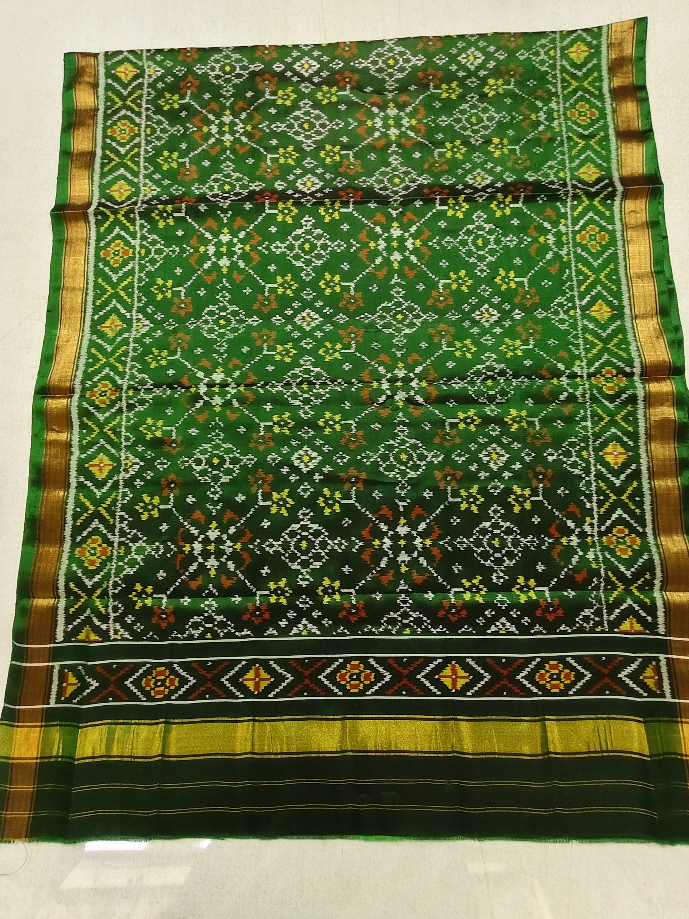Green Navratan Single Ikat Dress Dupatta