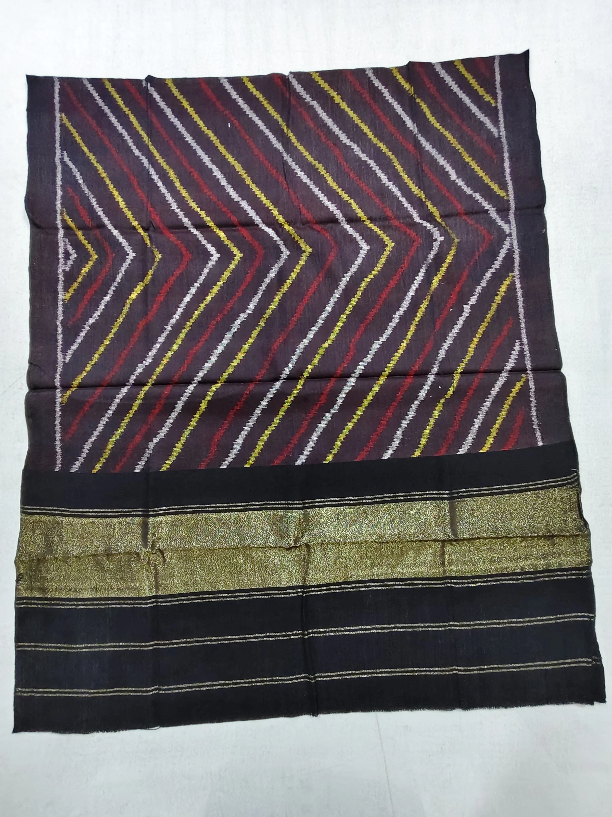 Black Lehriya Motifs Woollen Shawl