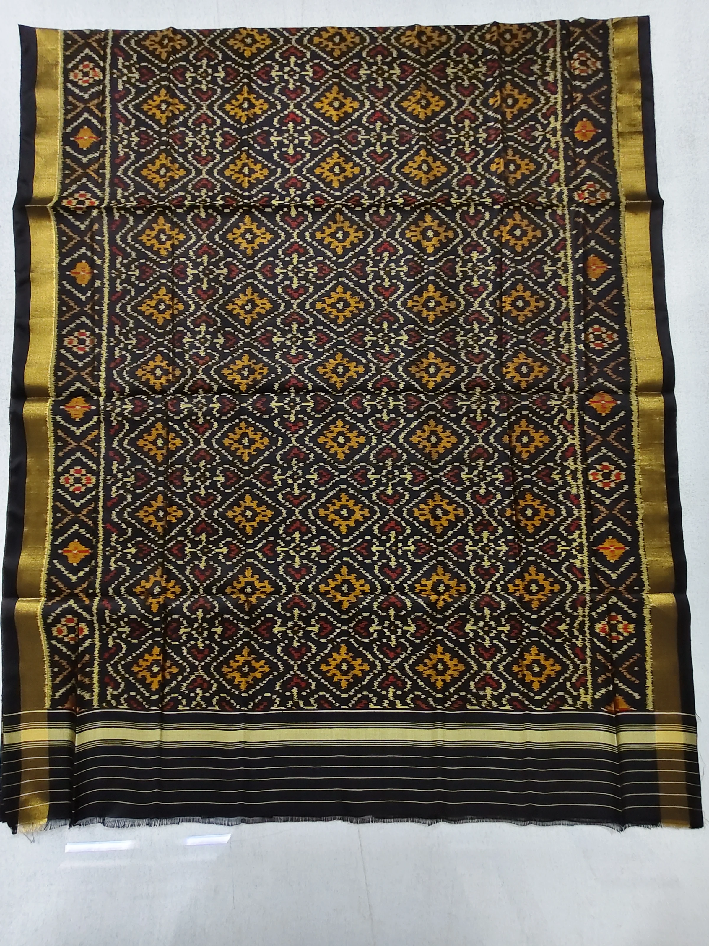 Black Chandabhat Single Ikat Dupatta for Dress