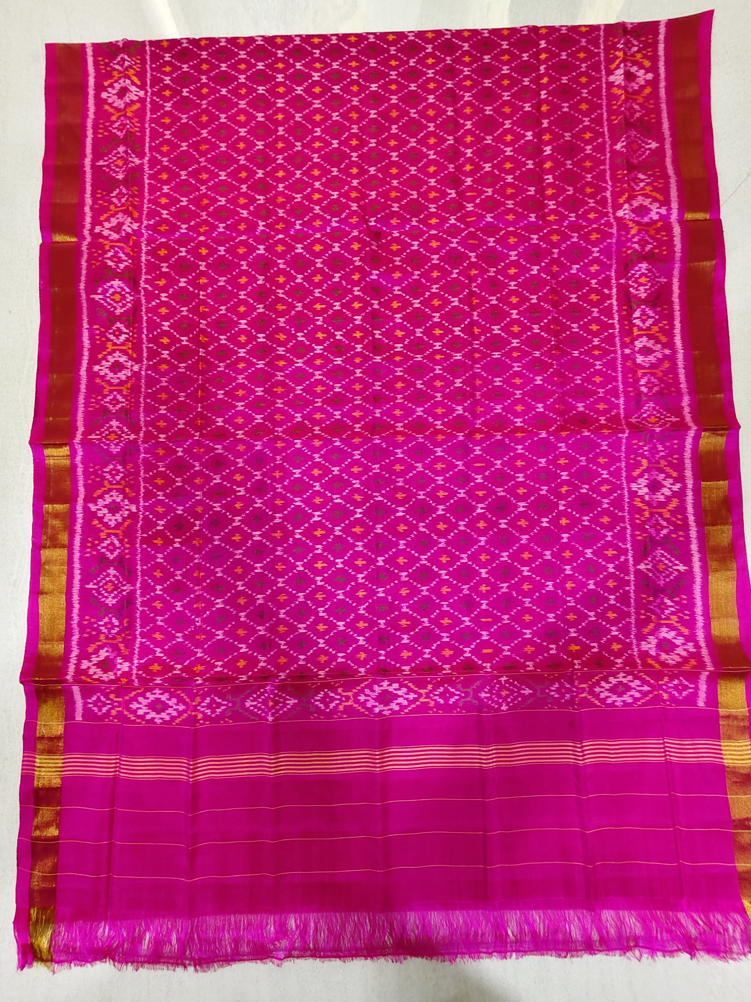 Pink Daliya Bhat Motifs Single Ikat Dress Dupatta 6 Ply Silk
