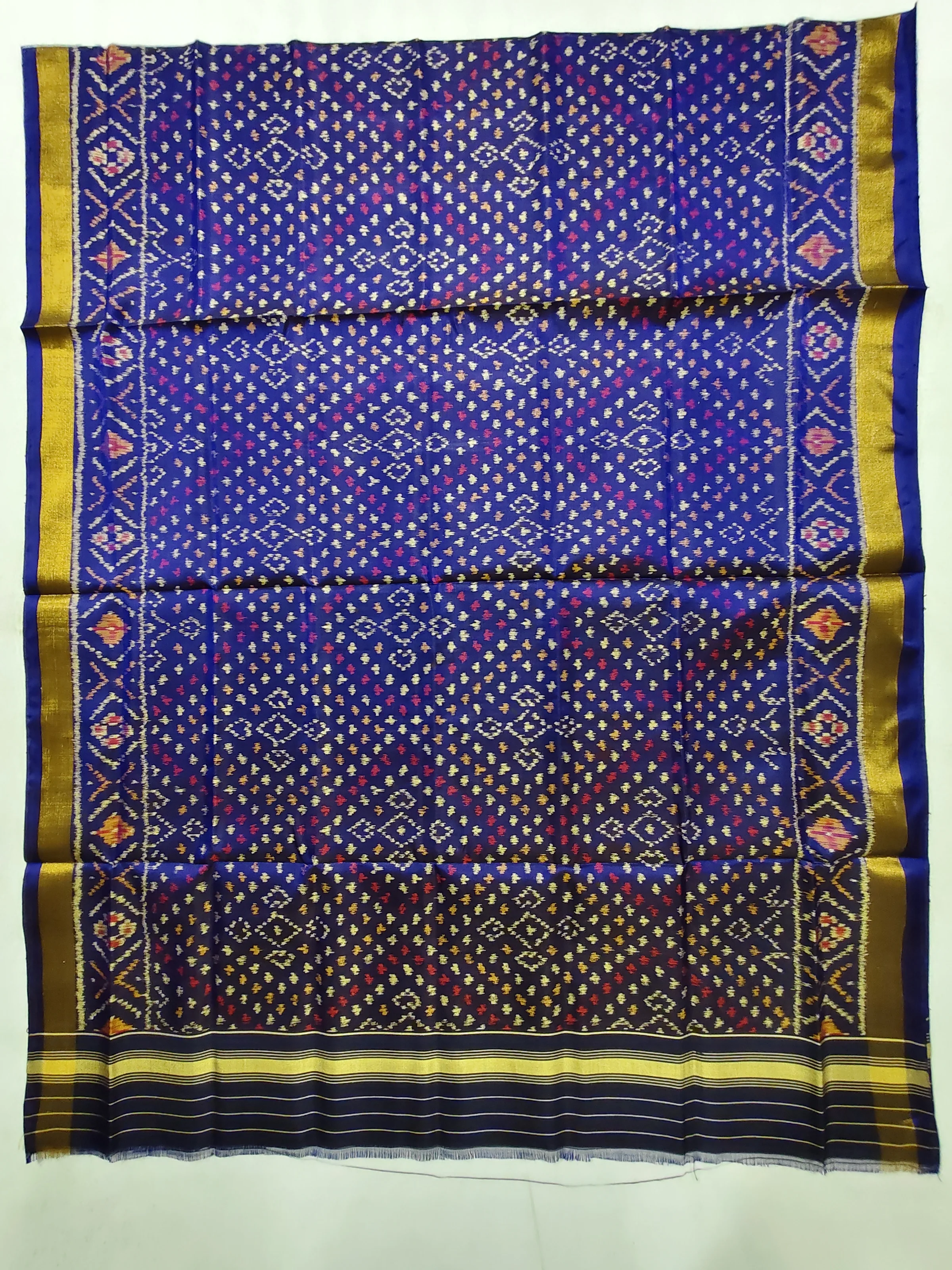 Blue Butti Motifs Single Ikat Dress Dupatta