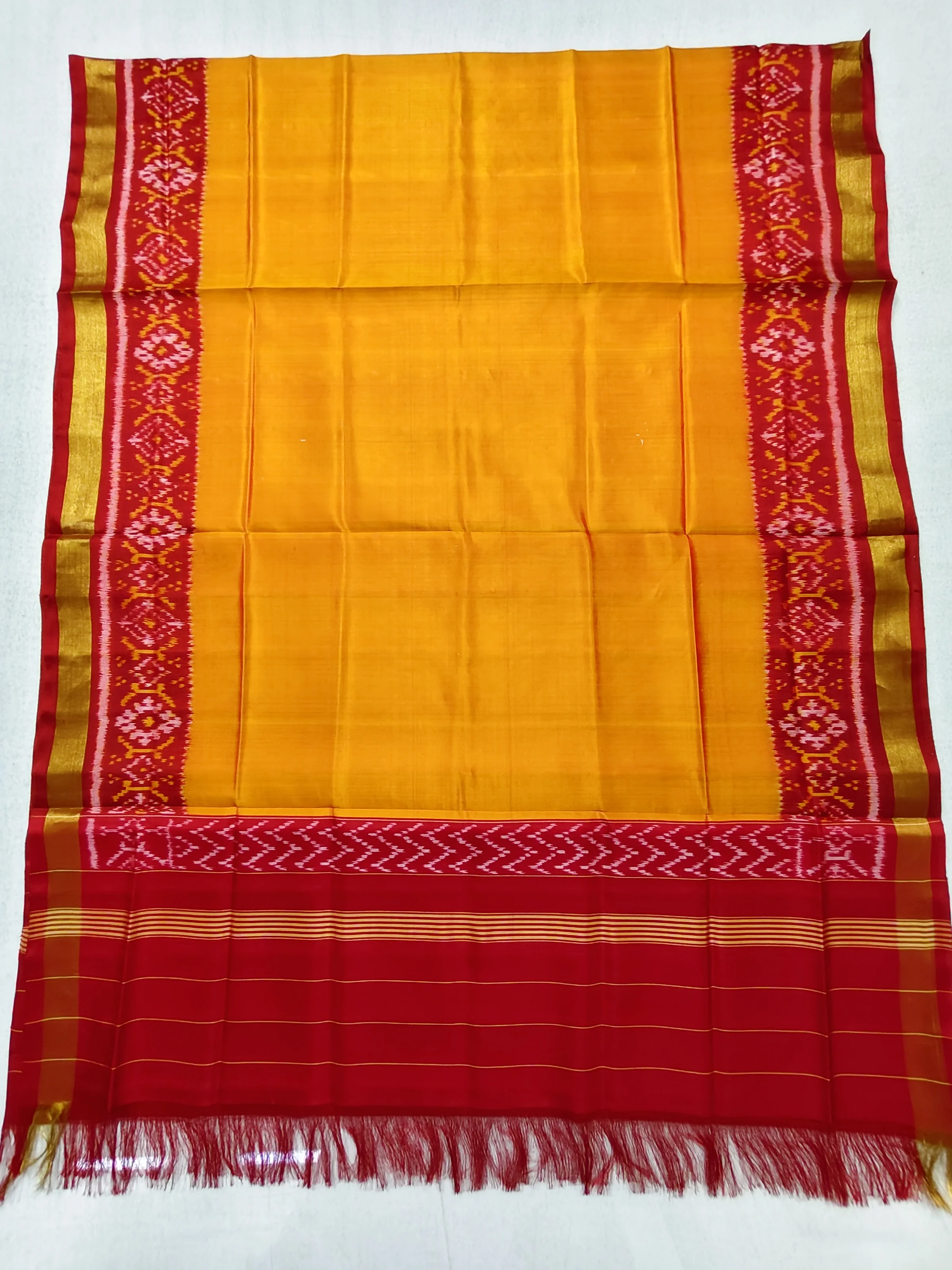 Red & Yellow Gala Plain Dupatta for Dress