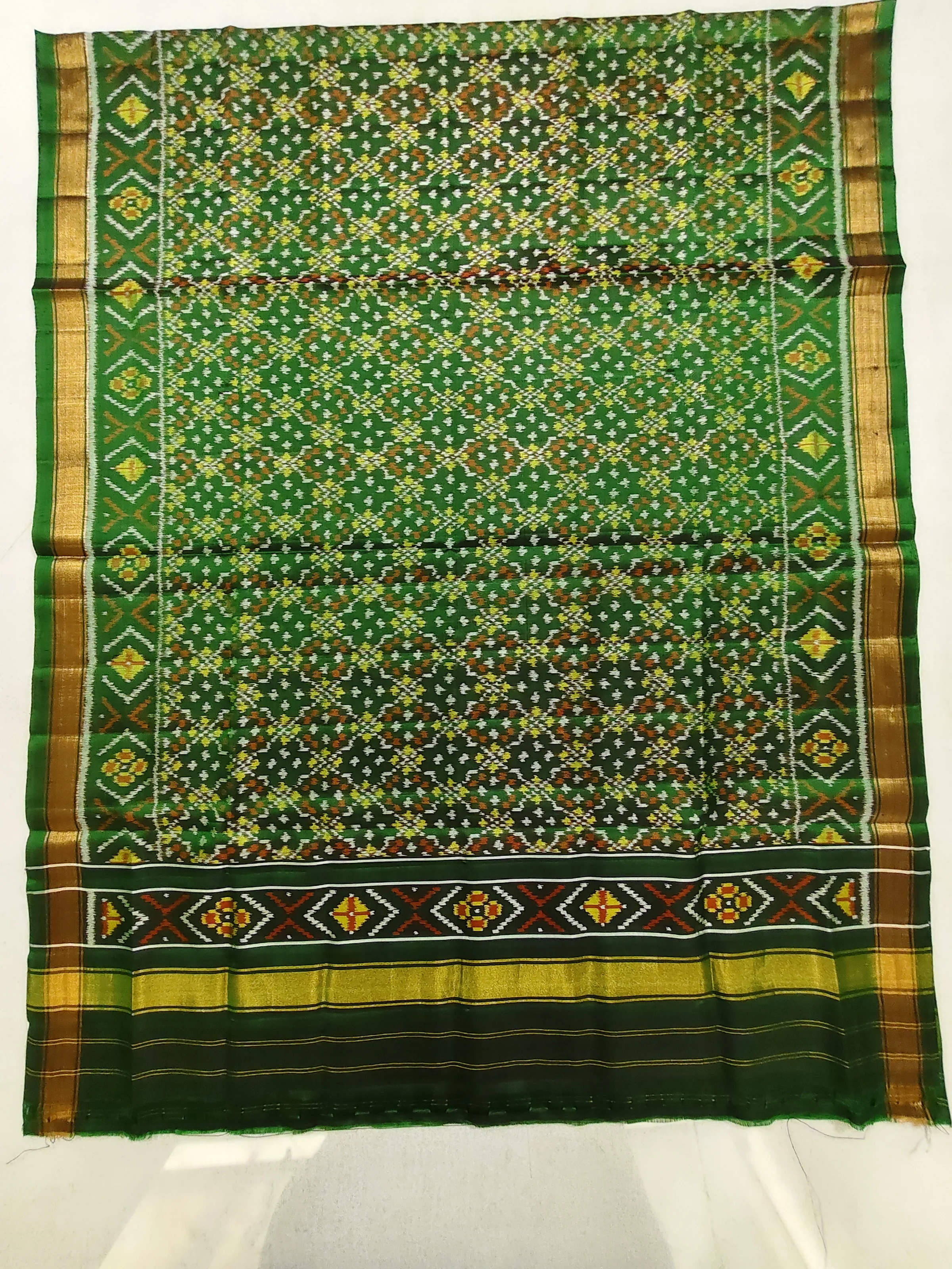 Green Buttonful Bhat Motifs Single Ikat Dress Dupatta – 2.25 Meter Length