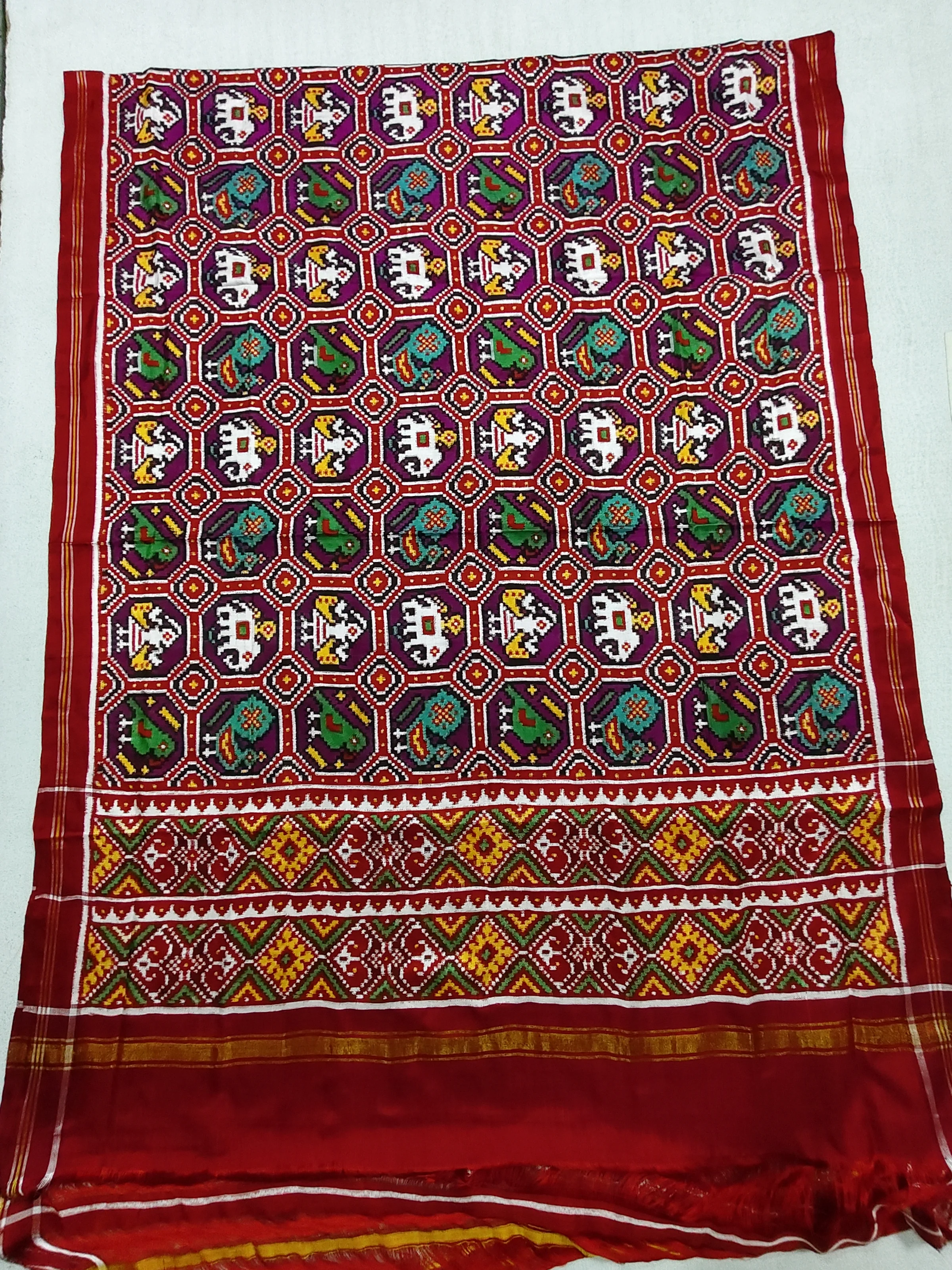 Red & Pink Animal Motifs Double Ikat Chaniya Choli Dupatta