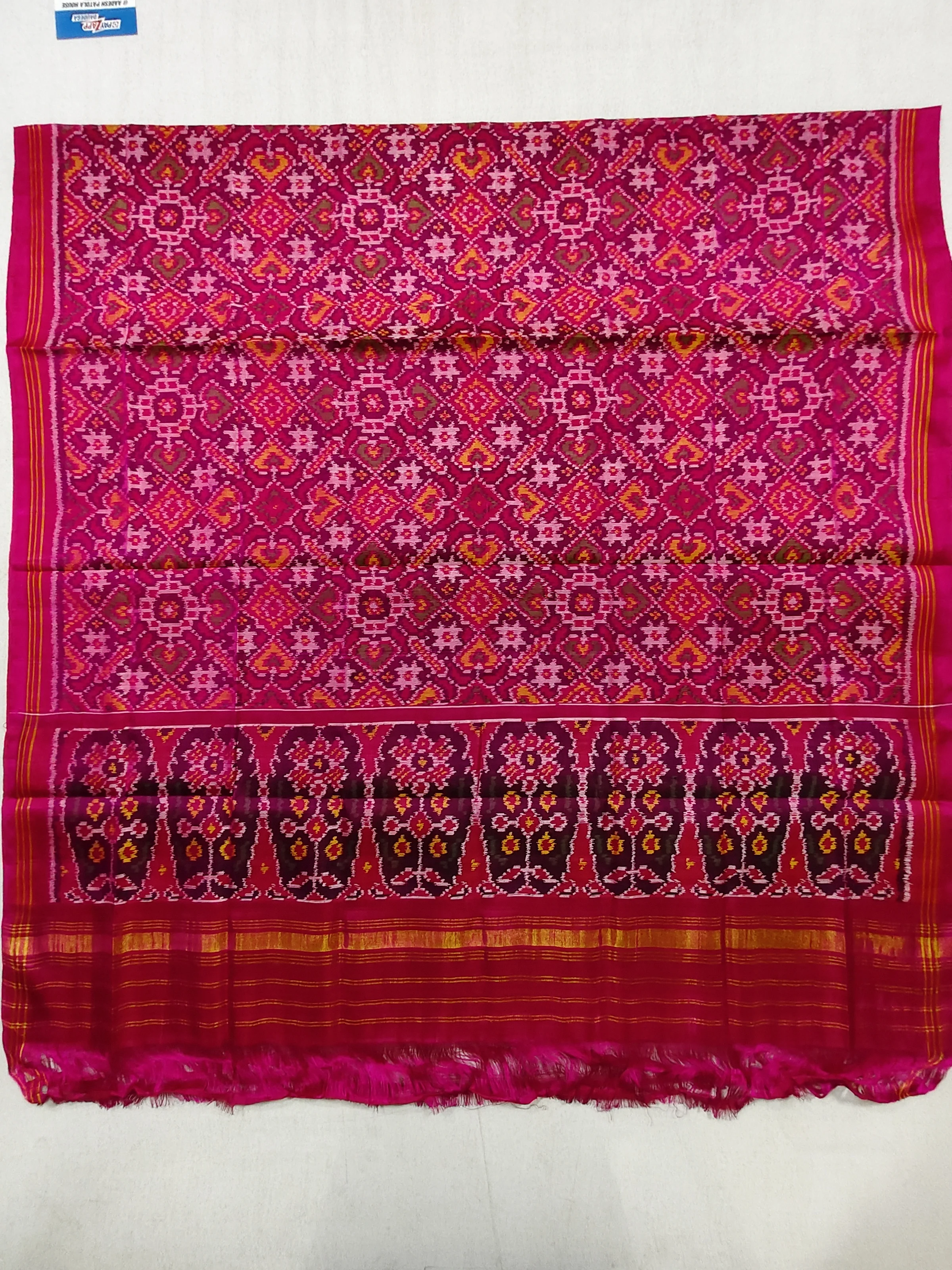 Pink Voragaji Manekchowk Motifs Single Ikat Chaniya Choli Dupatta 8 Ply Silk