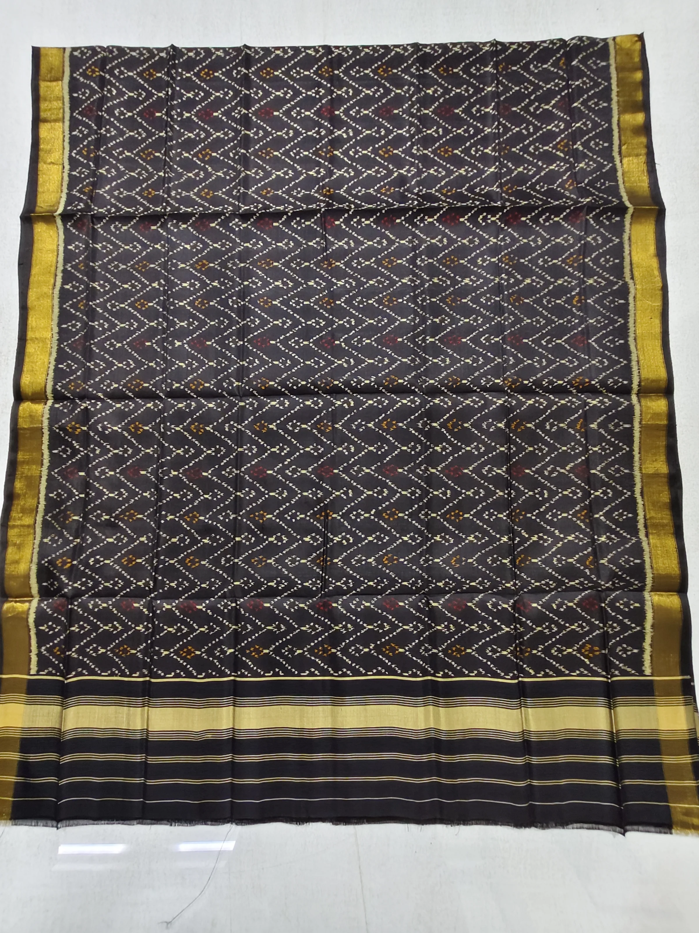 Black Cross Line Single Ikat Dupatta for Dress