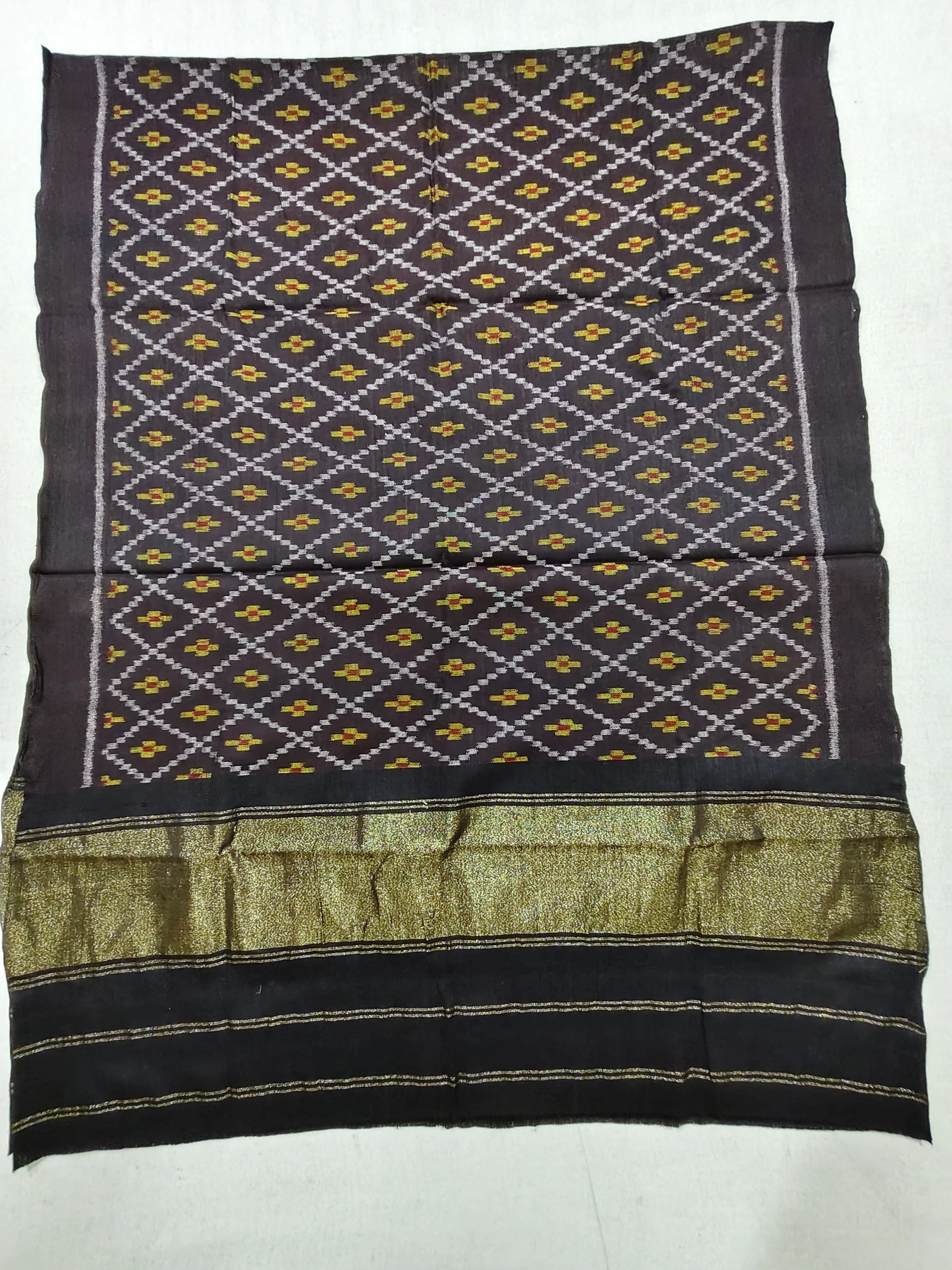 Black Daliya Bhat Motifs Woollen Shawl