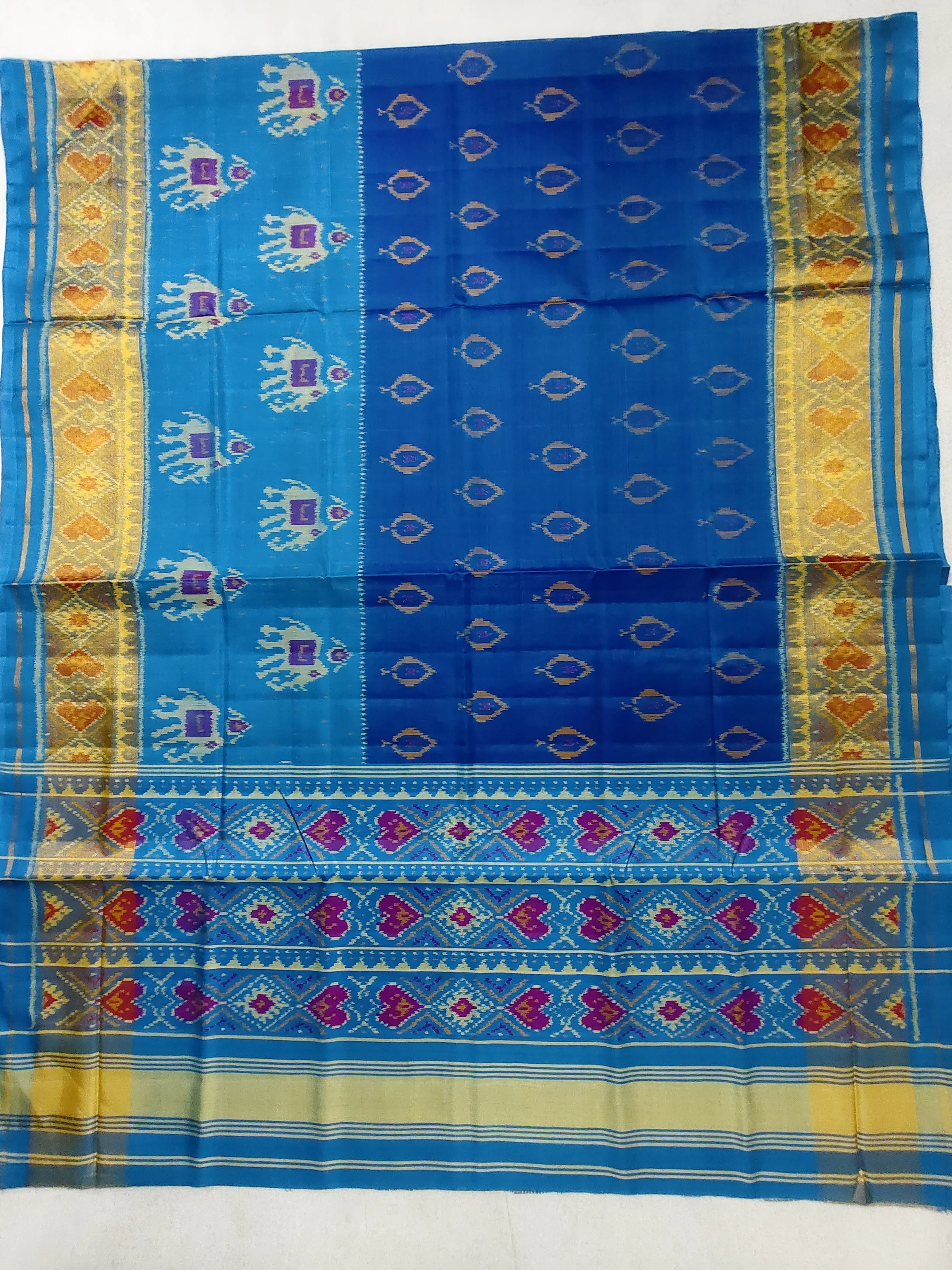 Morpich Blue Skirt Patola Saree with Animal Motifs