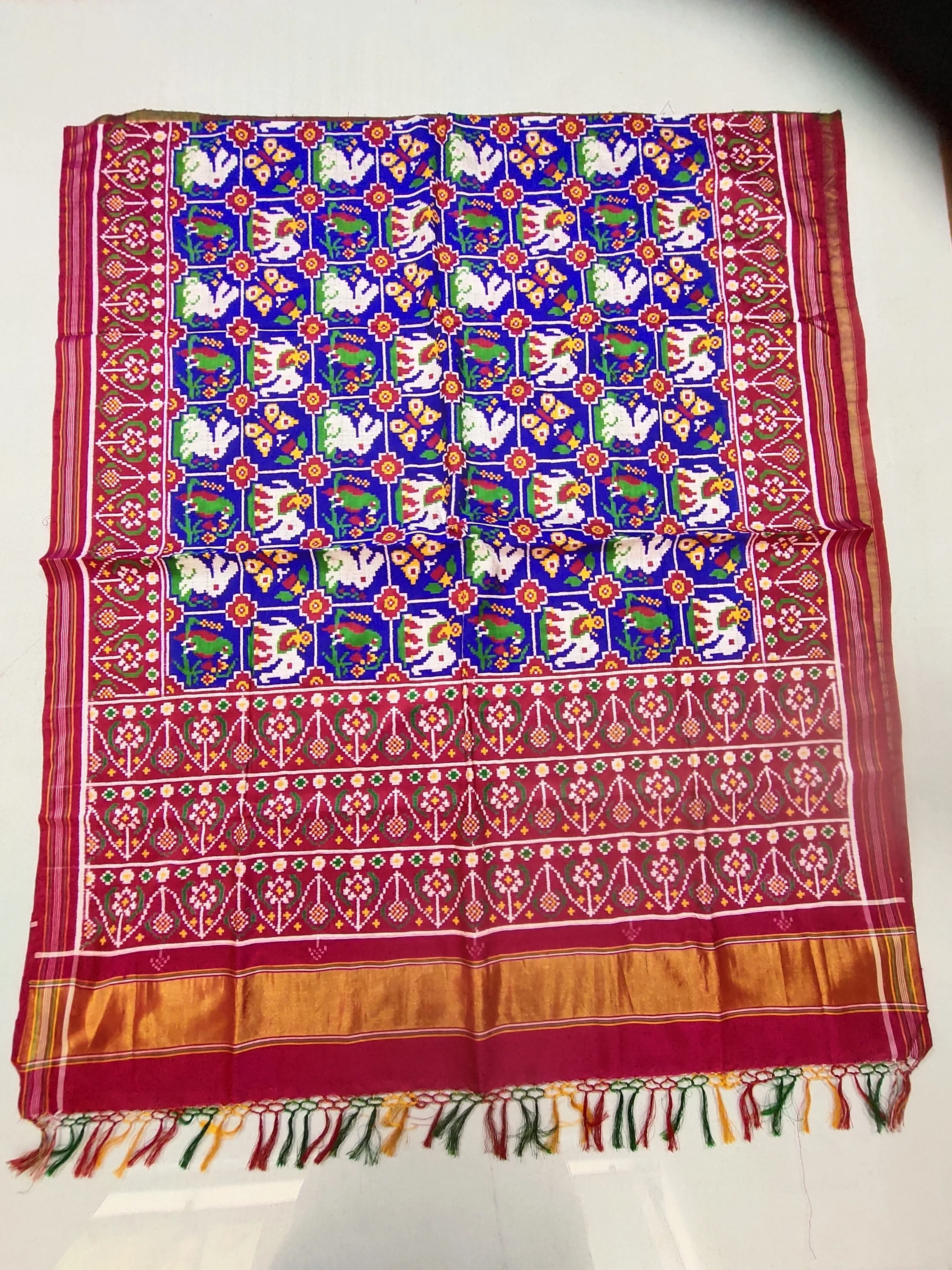 Pinkish Red Jaal | Jaal Border | Blue Multi Animal Motifs