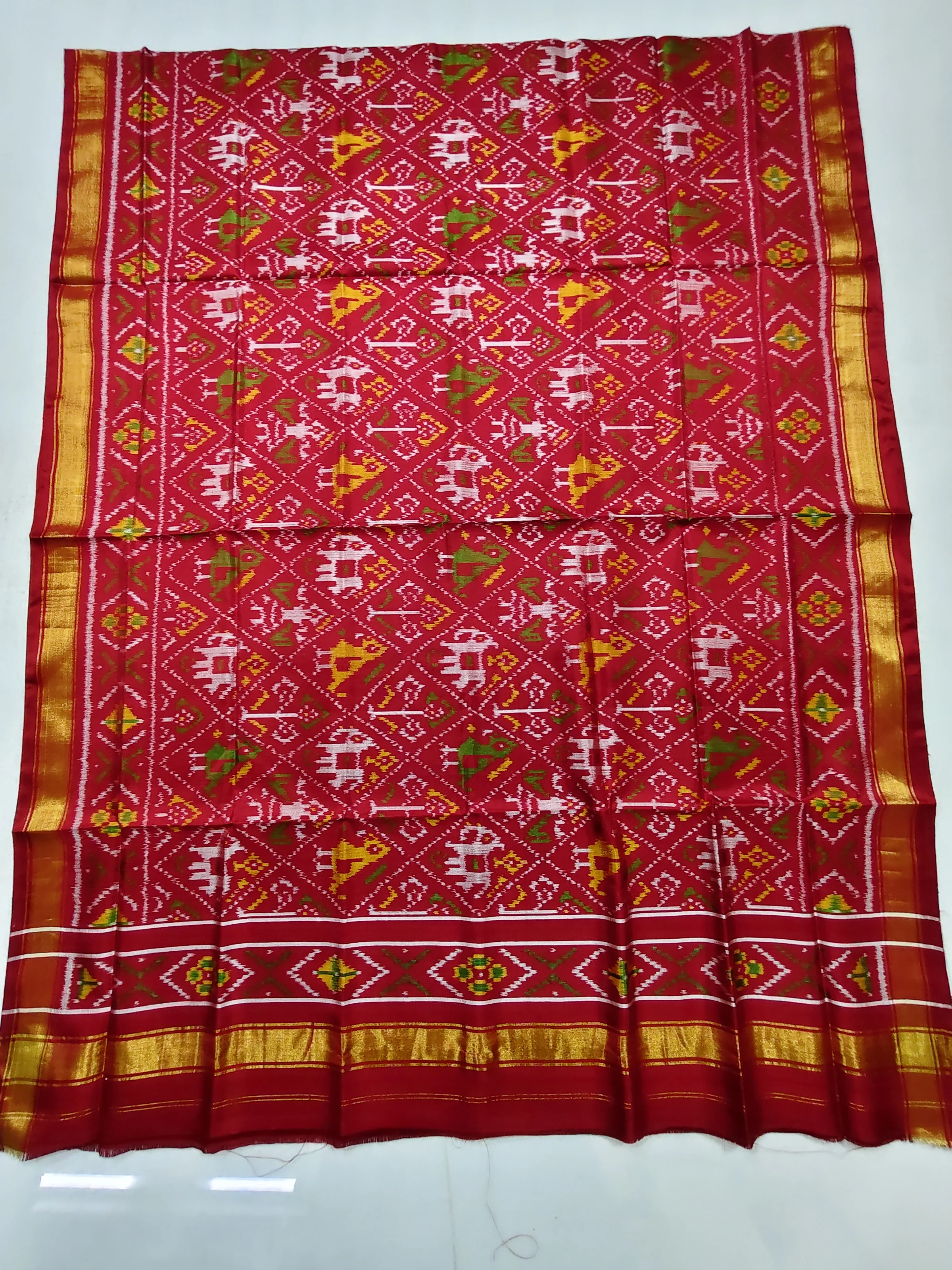 Red Nanu Narikunj Single Ikat Dupatta for Dress