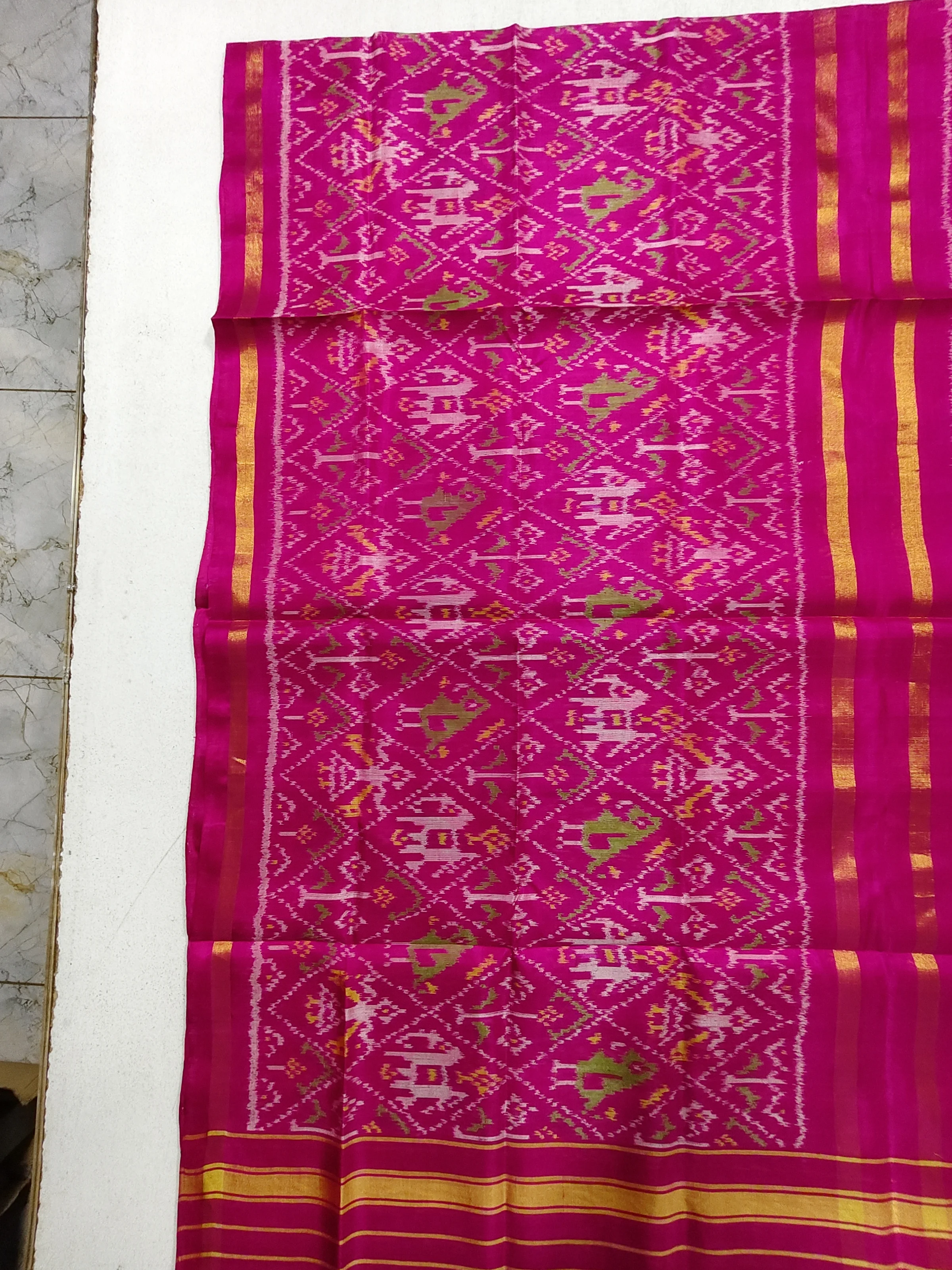 Pink Nanu Narikunj Single Ikat Silk Stole