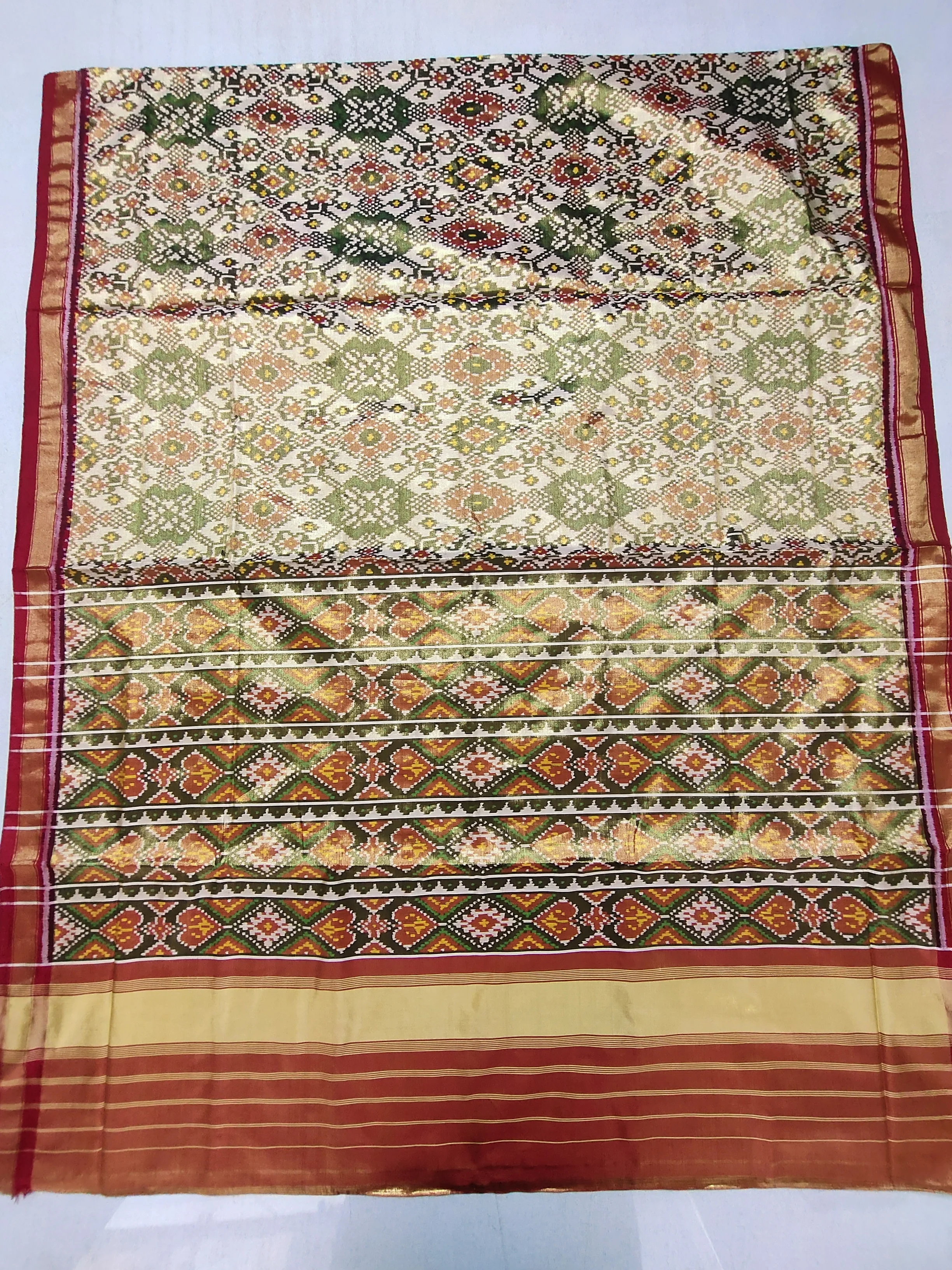 Tissue Gold White Navratan motifs